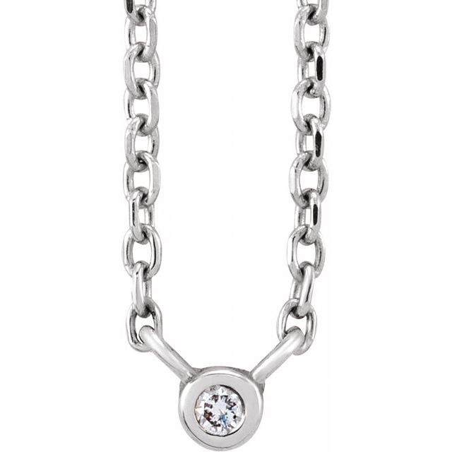 14K Gold .015 Ct Natural Diamond Bezel-Set Solitaire Necklace