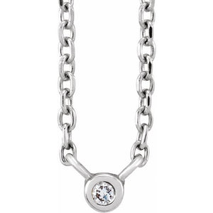 14K Gold .015 Ct Natural Diamond Bezel-Set Solitaire Necklace