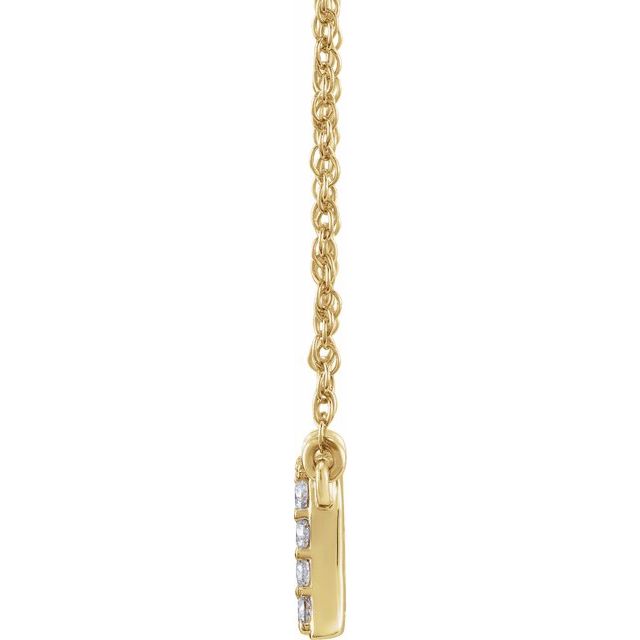 14K Yellow Gold, 16" Lowercase Initial A Necklace with 1/8 CTW Diamonds