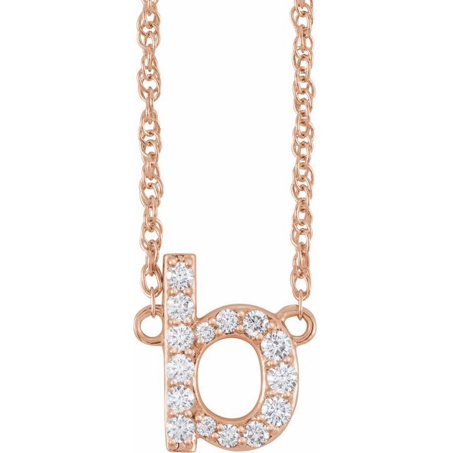 14K Yellow Gold, 16" Lowercase Initial A Necklace with 1/8 CTW Diamonds