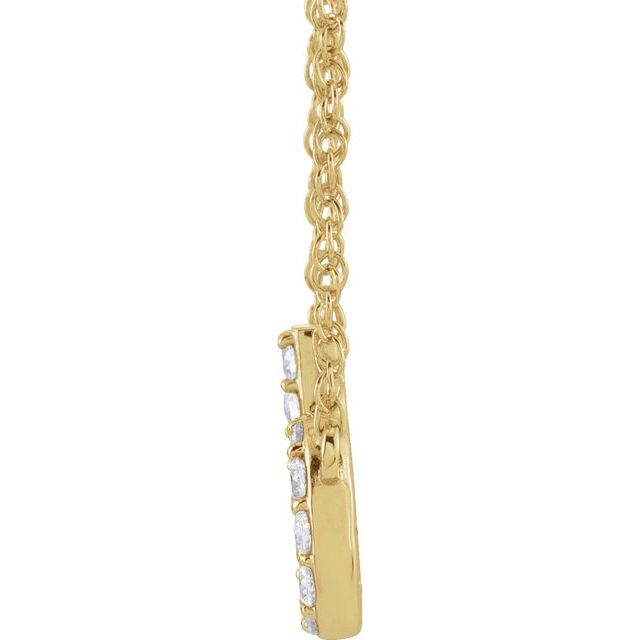 14K Yellow Gold, 16" Lowercase Initial A Necklace with 1/8 CTW Diamonds