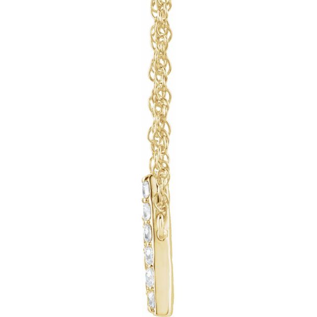 14K Yellow Gold, 16" Lowercase Initial A Necklace with 1/8 CTW Diamonds