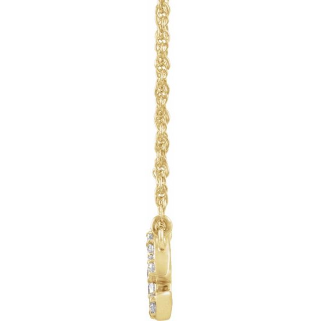 14K Yellow Gold, 16" Lowercase Initial A Necklace with 1/8 CTW Diamonds