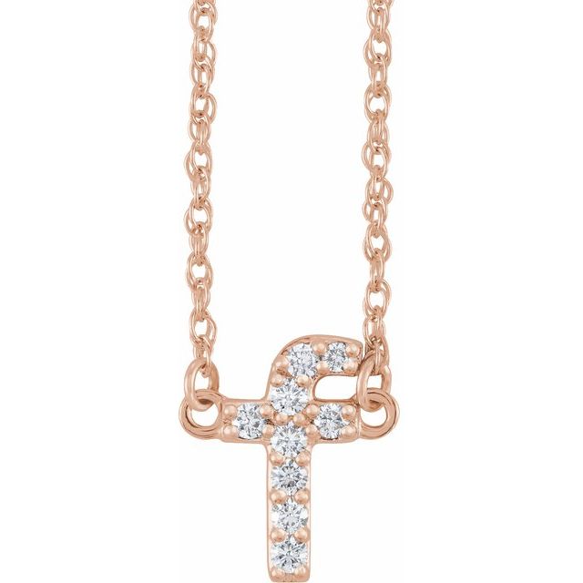 14K Yellow Gold, 16" Lowercase Initial A Necklace with 1/8 CTW Diamonds