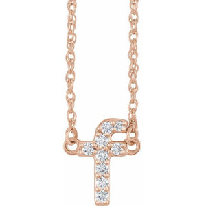 1/12 CTW Natural Diamond Round Lowercase Initial Necklace in 14K Gold