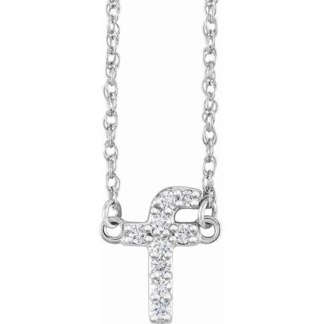 1/12 CTW Natural Diamond Round Lowercase Initial Necklace in 14K Gold