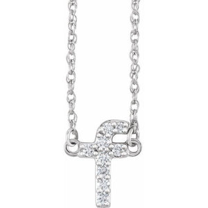 1/12 CTW Natural Diamond Round Lowercase Initial Necklace in 14K Gold