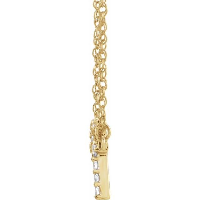 14K Yellow Gold, 16" Lowercase Initial A Necklace with 1/8 CTW Diamonds