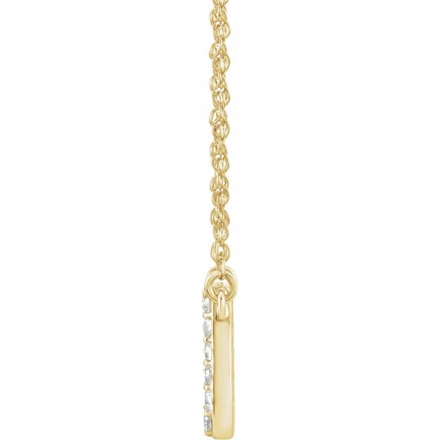 14K Yellow Gold, 16" Lowercase Initial A Necklace with 1/8 CTW Diamonds