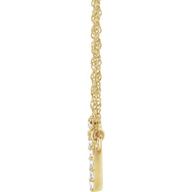 14K Yellow Gold, 16" Lowercase Initial A Necklace with 1/8 CTW Diamonds