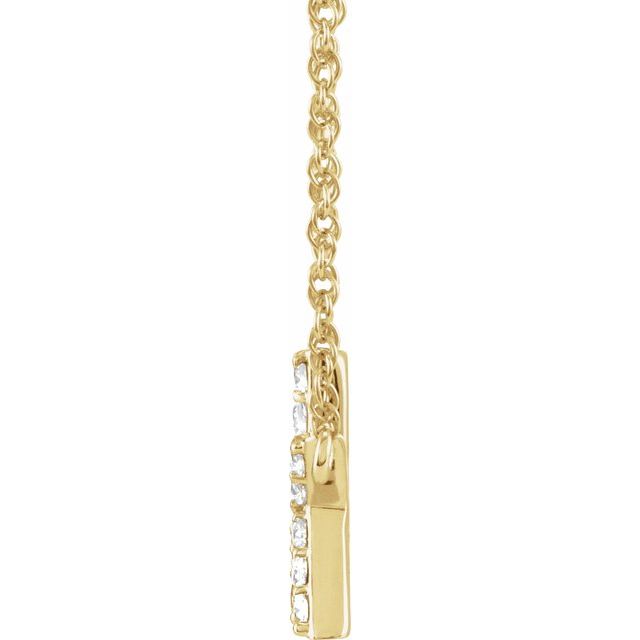 14K Yellow Gold, 16" Lowercase Initial A Necklace with 1/8 CTW Diamonds