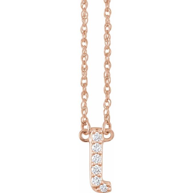 14K Yellow Gold, 16" Lowercase Initial A Necklace with 1/8 CTW Diamonds