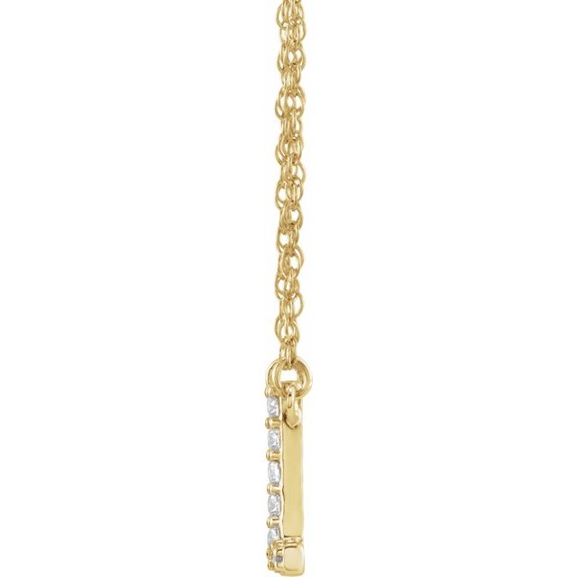 14K Yellow Gold, 16" Lowercase Initial A Necklace with 1/8 CTW Diamonds