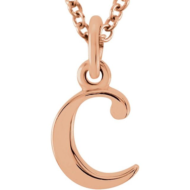 Lowercase Initial Necklace in 14K Gold with Multiple Sizes