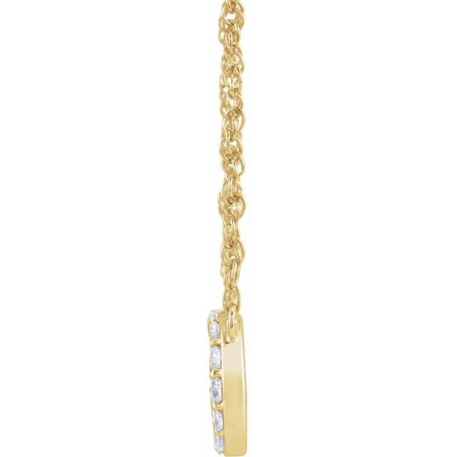 14K Yellow Gold, 16" Lowercase Initial A Necklace with 1/8 CTW Diamonds