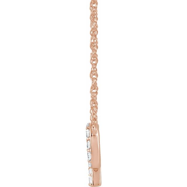 14K Yellow Gold, 16" Lowercase Initial A Necklace with 1/8 CTW Diamonds