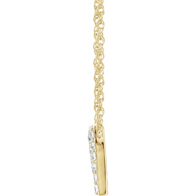 14K Yellow Gold, 16" Lowercase Initial A Necklace with 1/8 CTW Diamonds