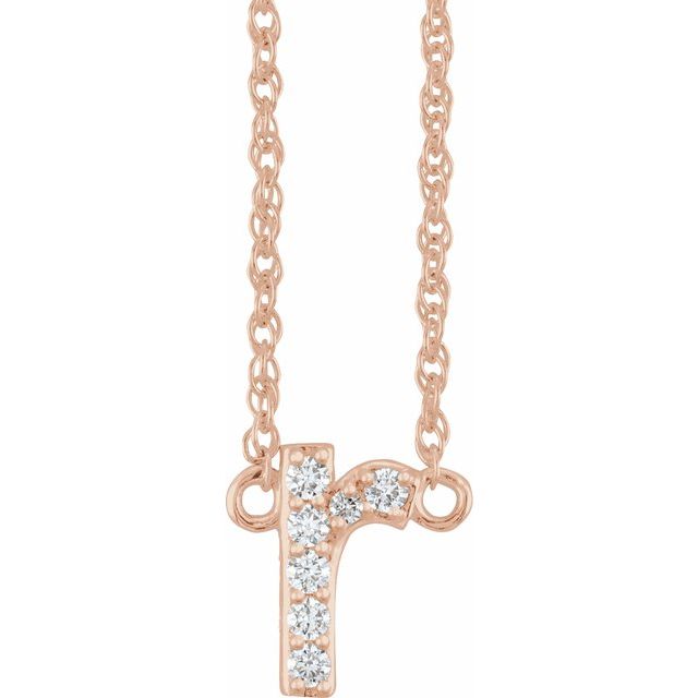 14K Yellow Gold, 16" Lowercase Initial A Necklace with 1/8 CTW Diamonds