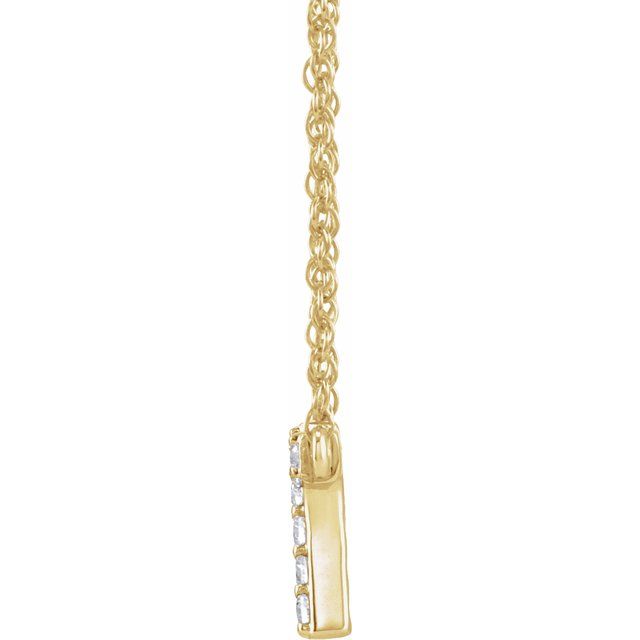 14K Yellow Gold, 16" Lowercase Initial A Necklace with 1/8 CTW Diamonds