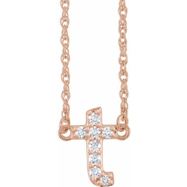 14K Yellow Gold, 16" Lowercase Initial A Necklace with 1/8 CTW Diamonds