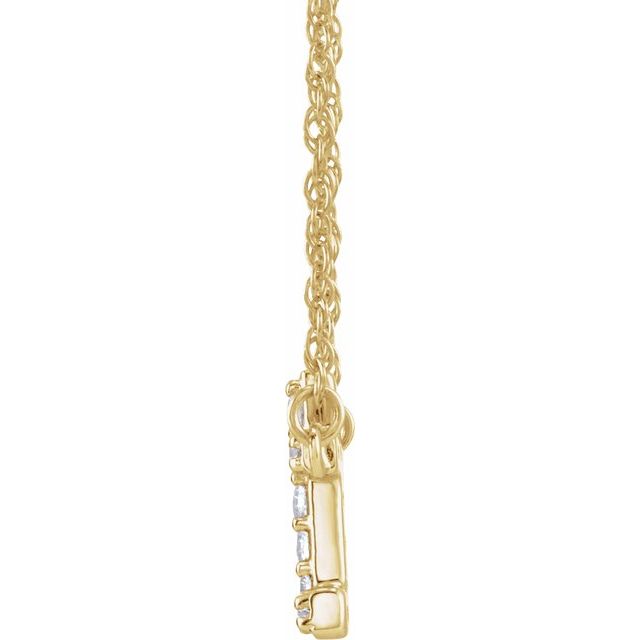 14K Yellow Gold, 16" Lowercase Initial A Necklace with 1/8 CTW Diamonds