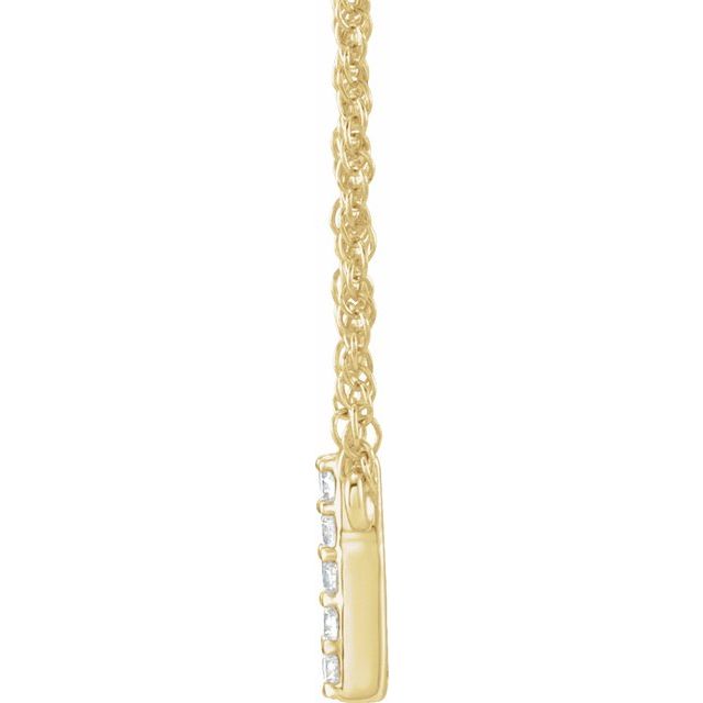 14K Yellow Gold, 16" Lowercase Initial A Necklace with 1/8 CTW Diamonds