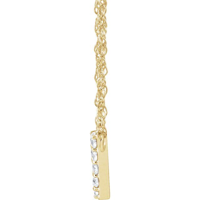 14K Yellow Gold, 16" Lowercase Initial A Necklace with 1/8 CTW Diamonds