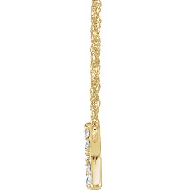 14K Yellow Gold, 16" Lowercase Initial A Necklace with 1/8 CTW Diamonds