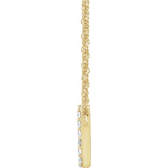 14K Yellow Gold, 16" Lowercase Initial A Necklace with 1/8 CTW Diamonds