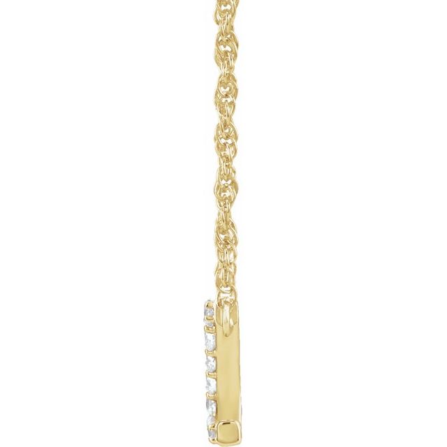 14K Yellow Gold, 16" Lowercase Initial A Necklace with 1/8 CTW Diamonds