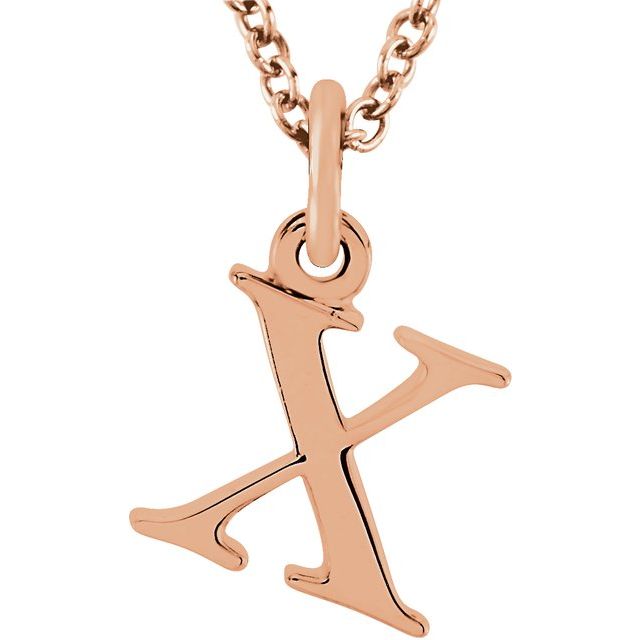 Lowercase Initial Necklace in 14K Gold with Multiple Sizes