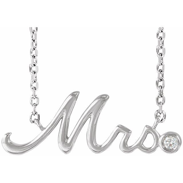 1/100 CTW Natural Diamond Round Mrs Necklace in 14K Gold & Platinum