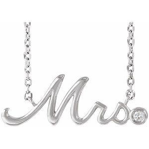 1/100 CTW Natural Diamond Round Mrs Necklace in 14K Gold & Platinum