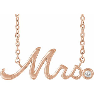 1/100 CTW Natural Diamond Round Mrs Necklace in 14K Gold & Platinum