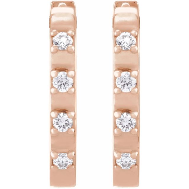 14K Rose Gold 1/10 CTW Diamond-Accent 14 mm Hoop Earrings