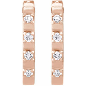14K Rose Gold 1/10 CTW Diamond-Accent 14 mm Hoop Earrings