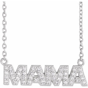1/10 CTW Natural Diamond Mama Necklace in 14K Gold, Silver & Platinum