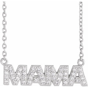 1/10 CTW Natural Diamond Radiant Mama Necklace in 14K Gold, Silver & Platinum