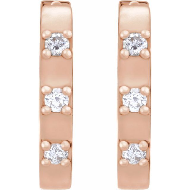 14K Rose Gold 1/10 CTW Diamond-Accent 14 mm Hoop Earrings