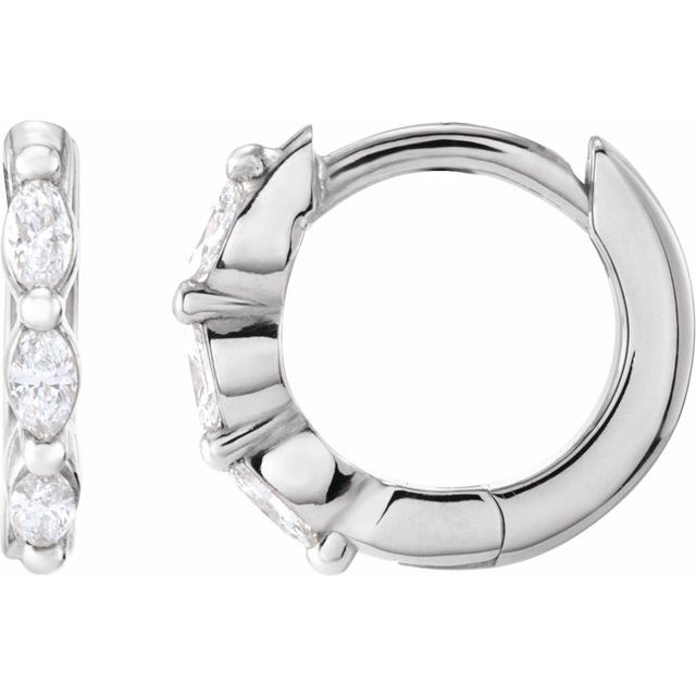 14K Gold Natural Diamond Hoop Earrings