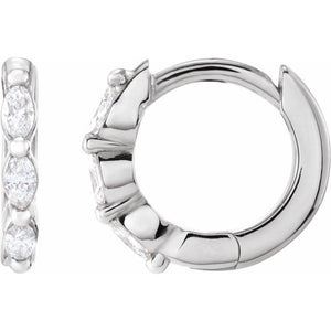 14K Gold Natural Diamond Hoop Earrings