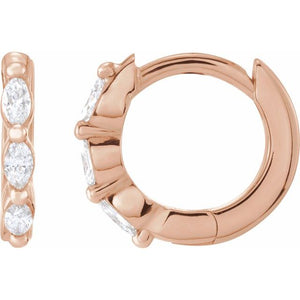 14K Gold Natural Diamond Hoop Earrings