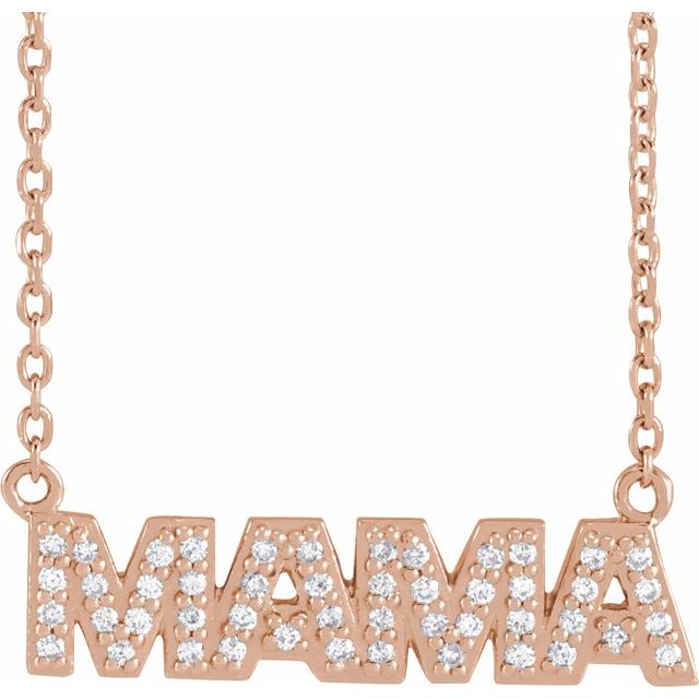 1/10 CTW Natural Diamond Radiant Mama Necklace in 14K Gold, Silver & Platinum