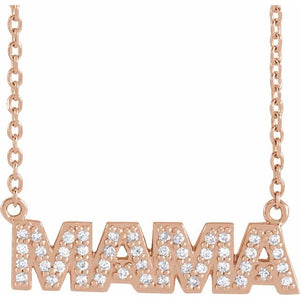 1/10 CTW Natural Diamond Radiant Mama Necklace in 14K Gold, Silver & Platinum