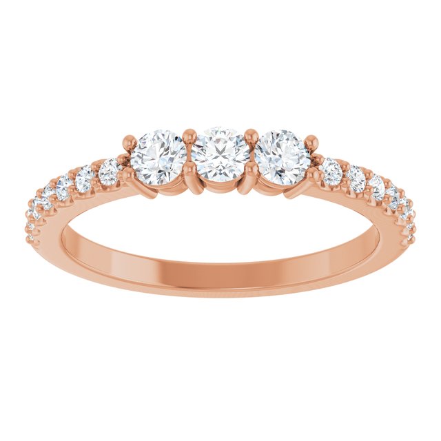 14K Rose Gold Natural Diamond Three-Stone Anniversary Band - Options Available