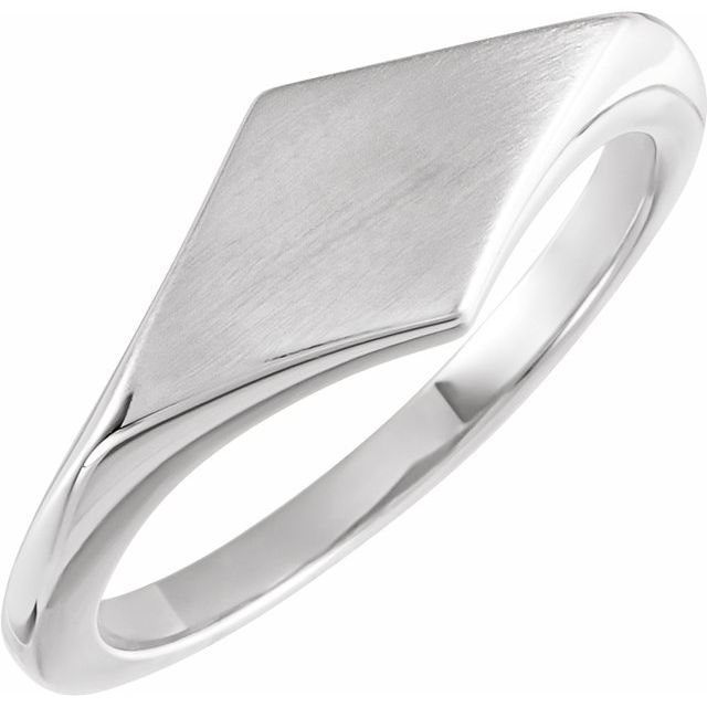 14K White Gold Modern Geometric Signet Ring – Elegant Design