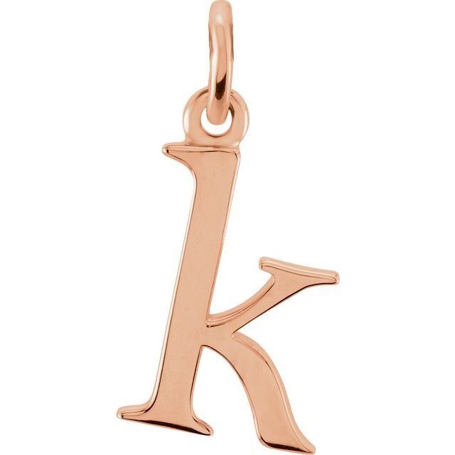 Lowercase Initial Pendant in 14K Gold with Multiple Design Options