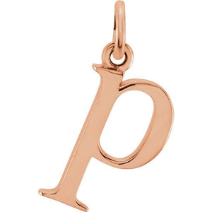 Lowercase Initial Pendant in 14K Gold with Multiple Design Options