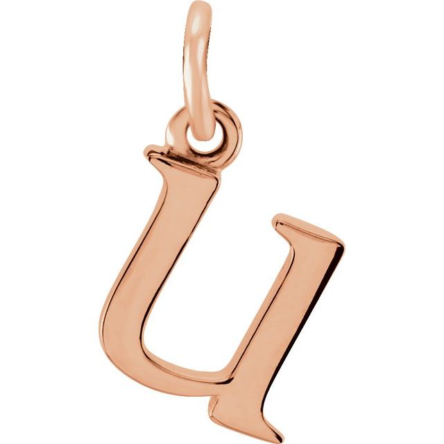 Lowercase Initial Pendant in 14K Gold with Multiple Design Options