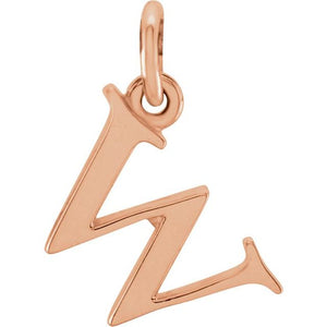 Lowercase Initial Pendant in 14K Gold with Multiple Design Options